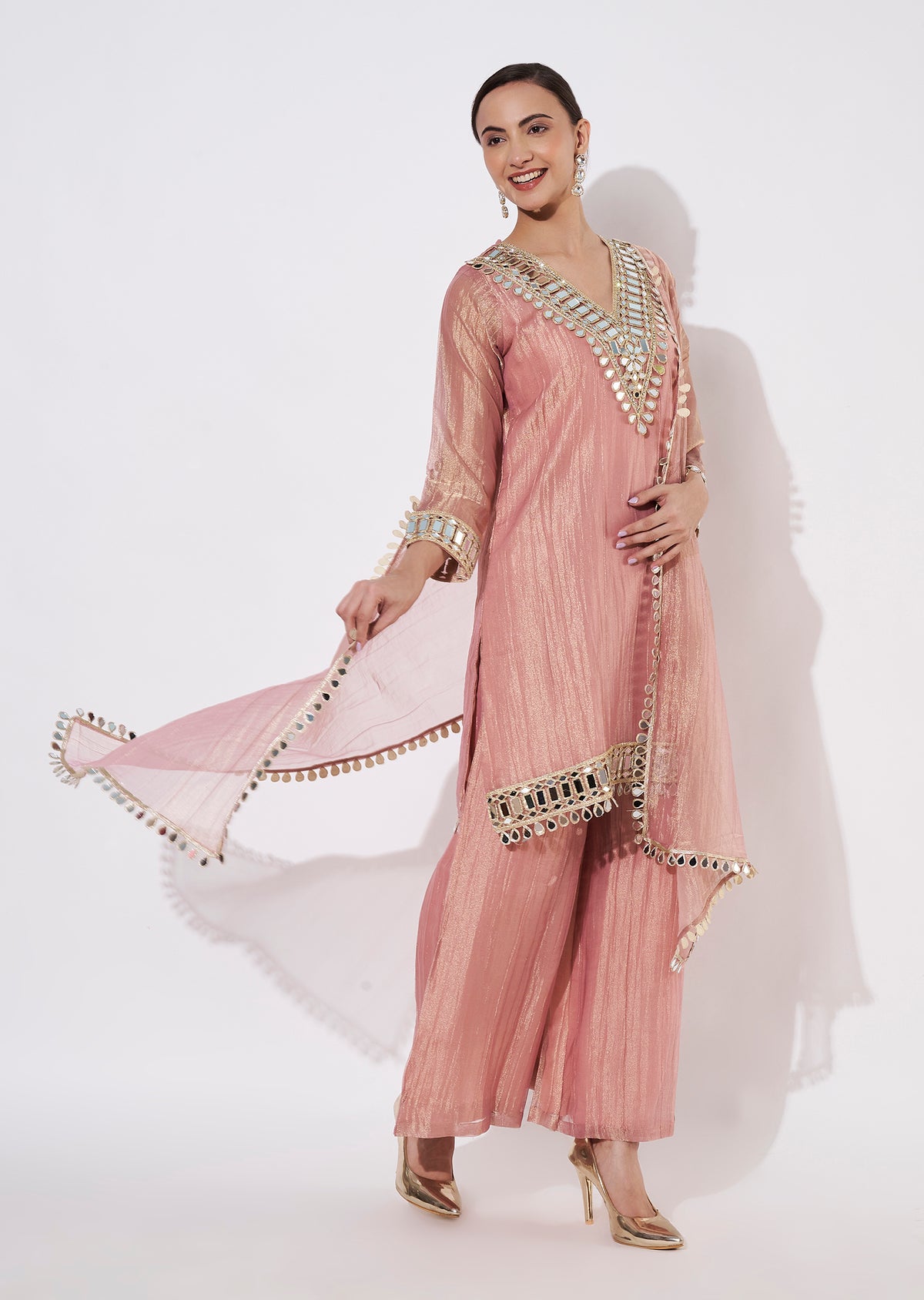 Peach Salsa Palazzo Set