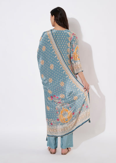 Dusty Green Muslin Straight cut suit