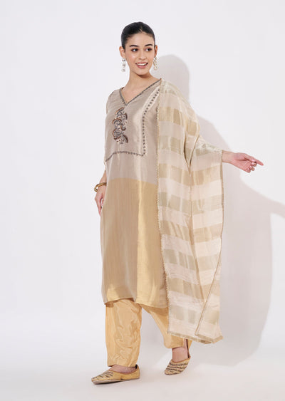 Gold Tissue Straight cut suit