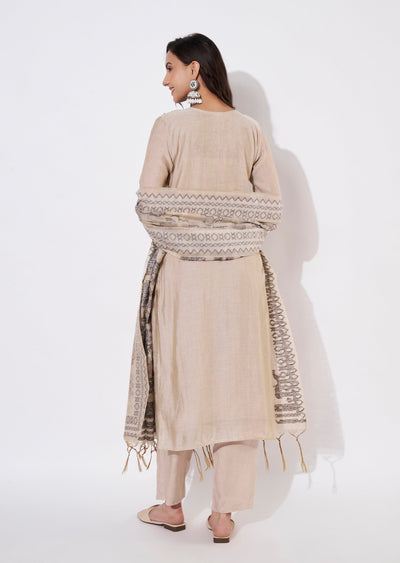 Natural Chanderi Straight cut suit