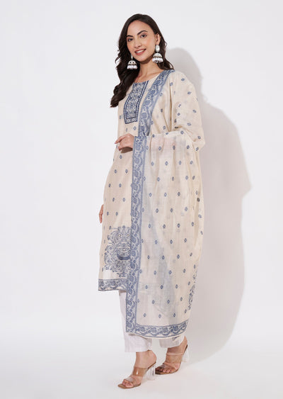 Fawn Chanderi Straight cut suit