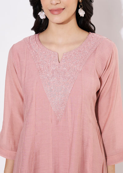 Onion Pink Gold Fusion wear kurti