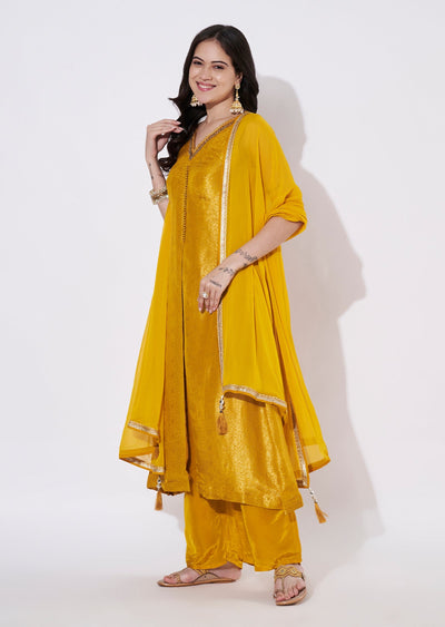 Mustard Silk Anarkali Suit