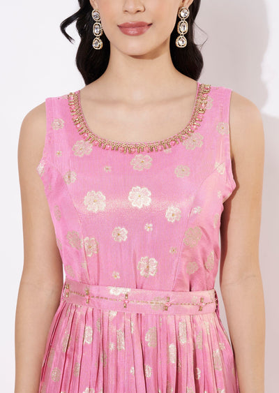 Pink Tissue Long Kurti