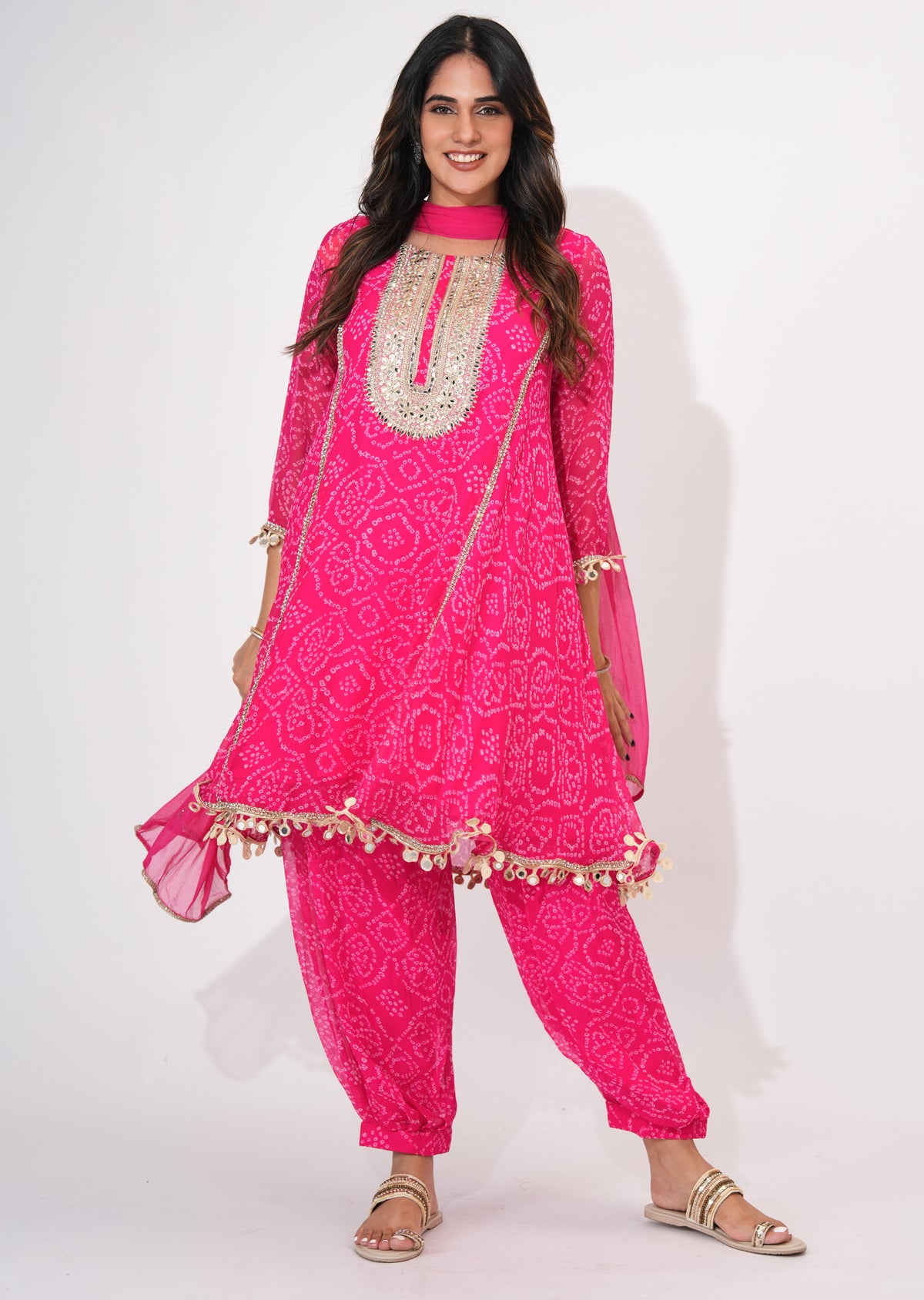 Rani Pink Georgette Anarkali suit