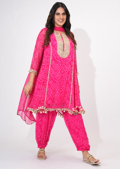 Rani Pink Georgette Anarkali suit