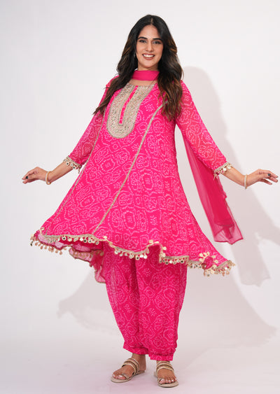 Rani Pink Georgette Anarkali suit