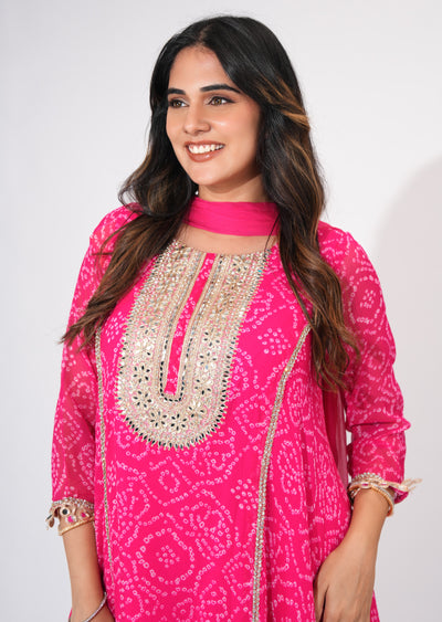 Rani Pink Georgette Anarkali suit