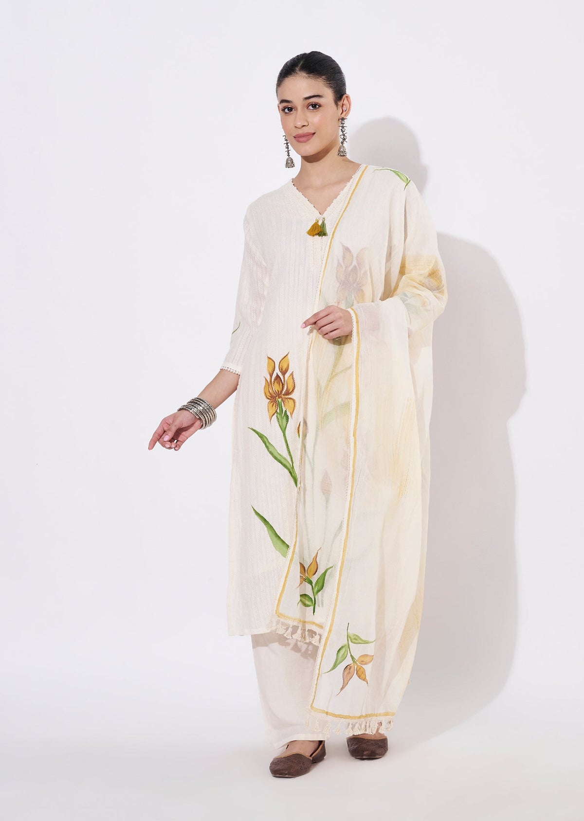 Mustard Cotton Straight cut suit