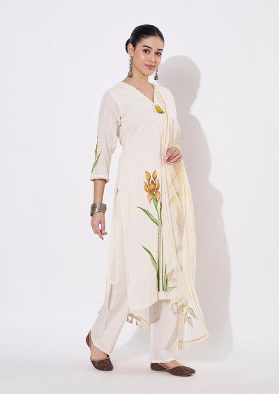 Mustard Cotton Straight cut suit