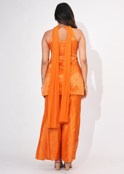 Orange Tissue Sharara Set