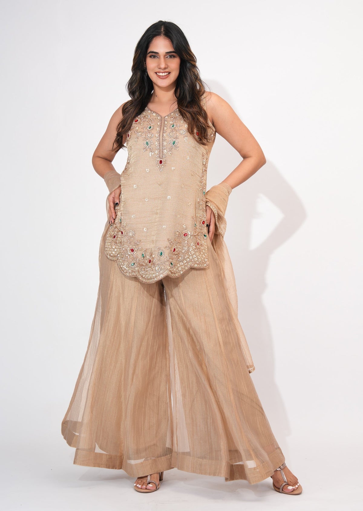 Beige Salsa Sharara Set