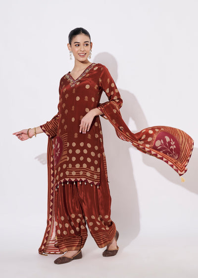 Rust Crepe Straight cut suit