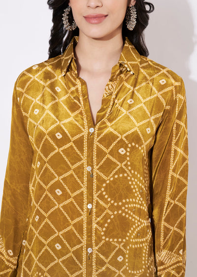 Dark Mustard Crepe Fusion wear kurti