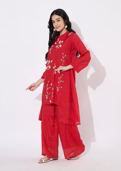 Rani Pink Mul Chanderi Fusion wear kurti