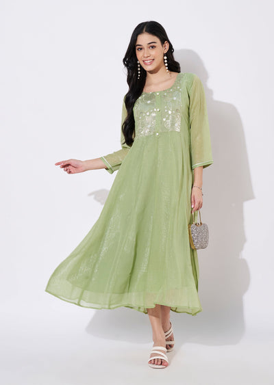 Pista Green Salsa Frock style kurti