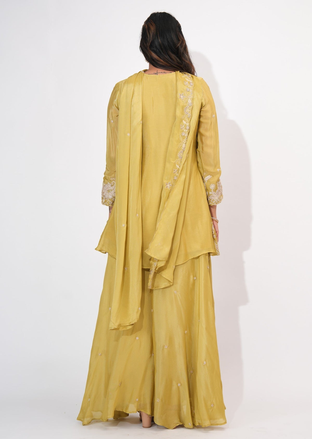 Light Green Chinnon Sharara Set