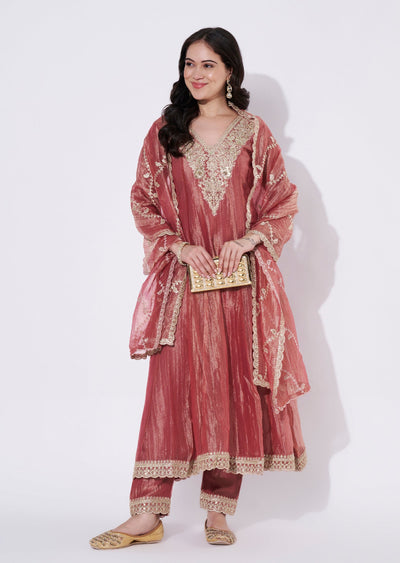Onion Pink Salsa Anarkali Suit