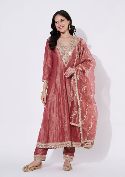 Onion Pink Salsa Anarkali Suit