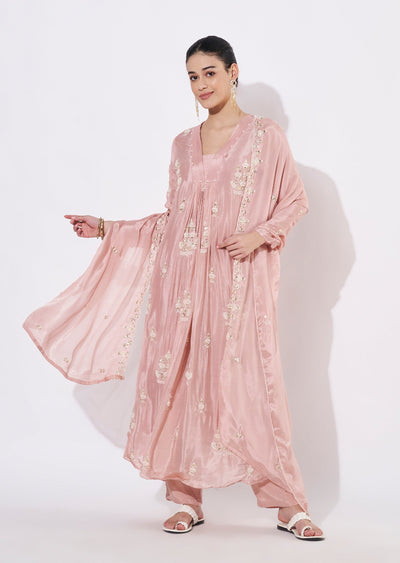 Peach Chinnon Anarkali Suit