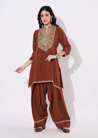 Dark Rust Polynesian Fusion wear kurti
