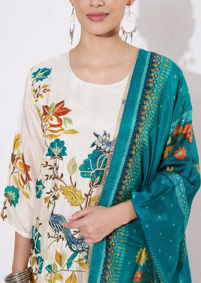 Cream Dola Silk Straight cut suit