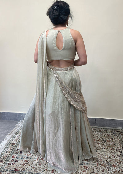 Dusty Green Crop top Set
