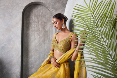 Yellow Banaras Lehenga Set
