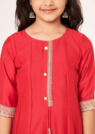 Red Soft Silk Anarkali Set