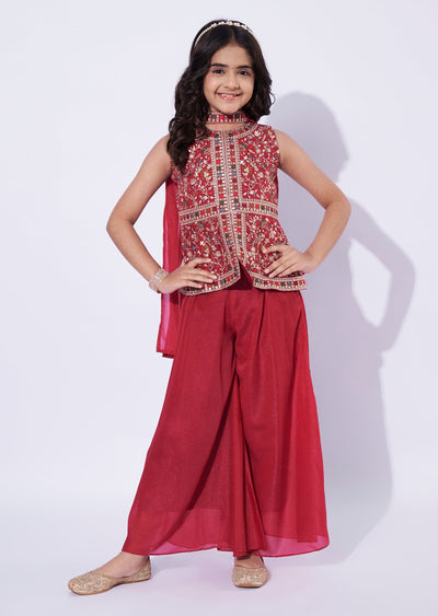 Maroon Girls Sharara Set