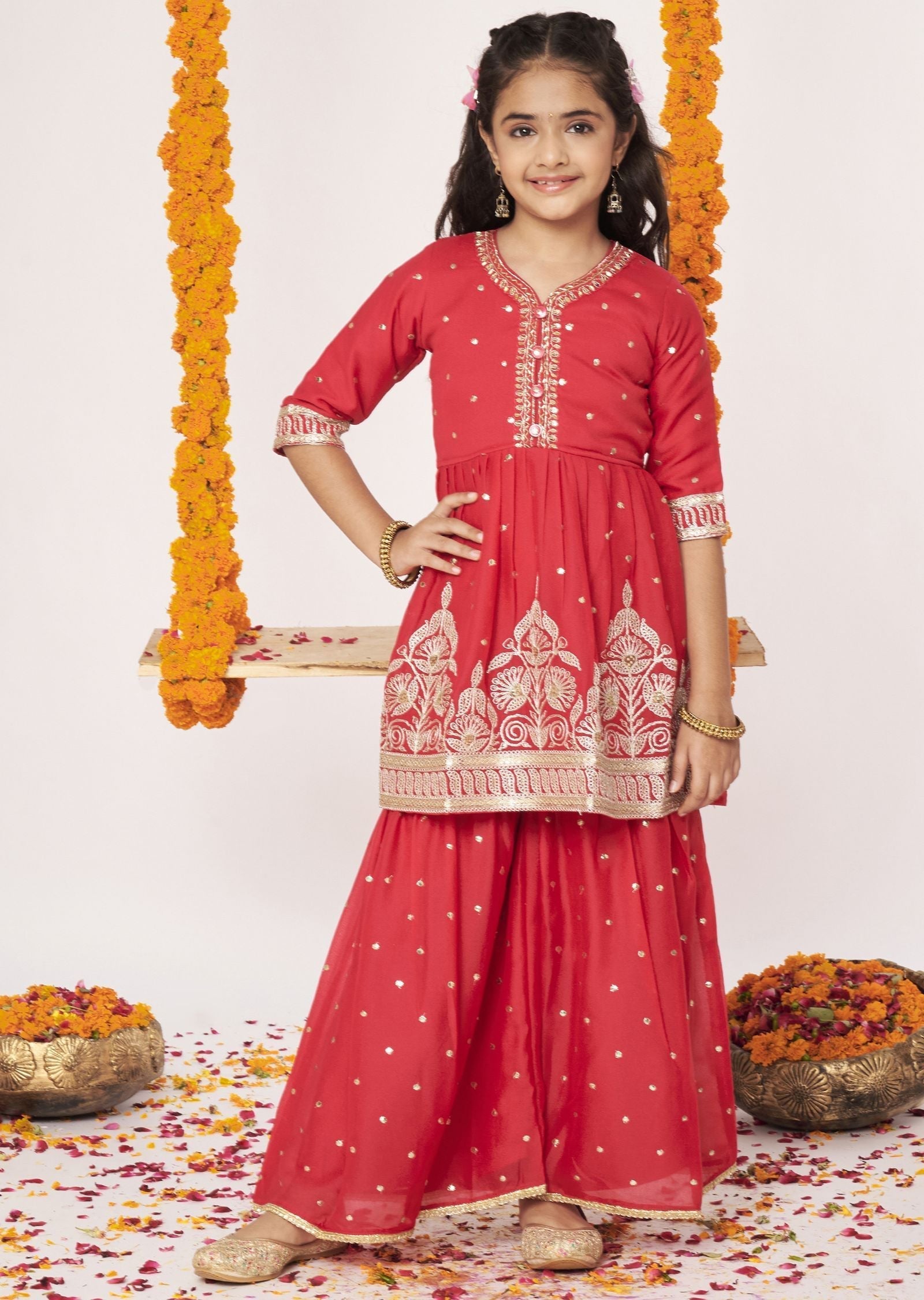 Pink Georgette Gharara Set