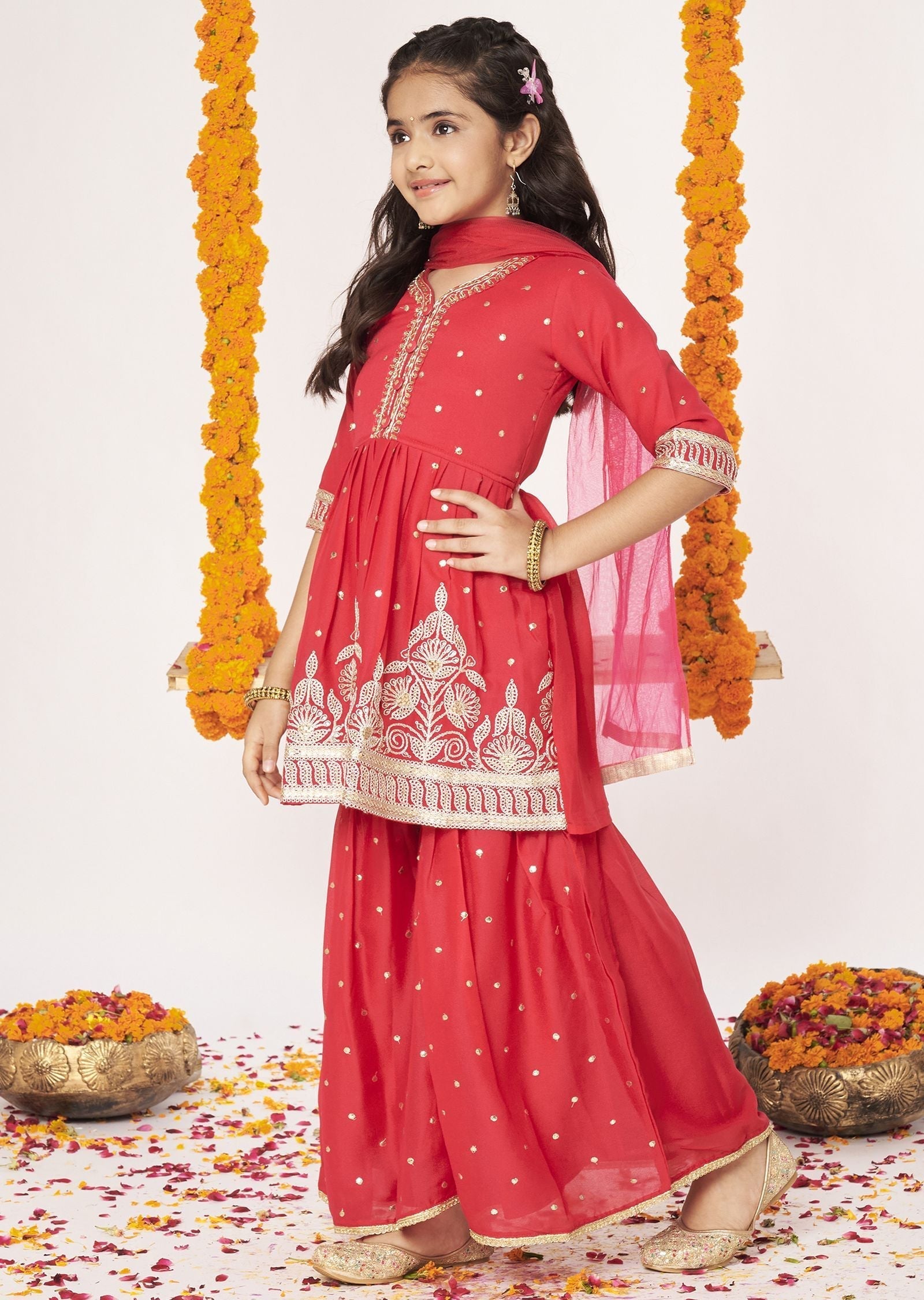 Pink Georgette Gharara Set