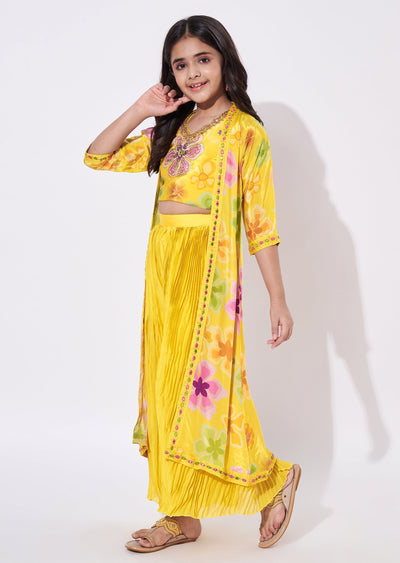 Yellow Crepe Gharara Set