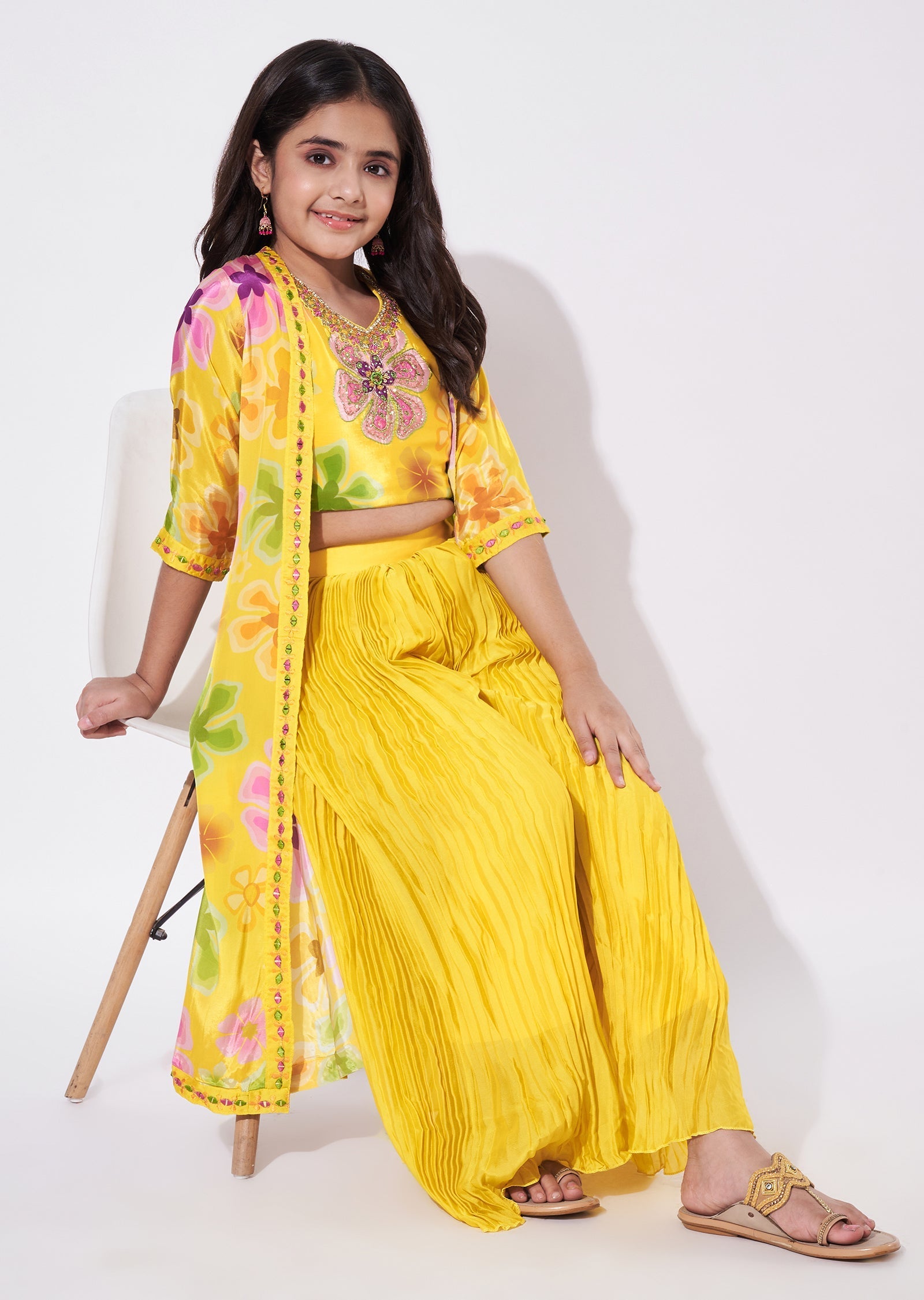 Yellow Crepe Gharara Set