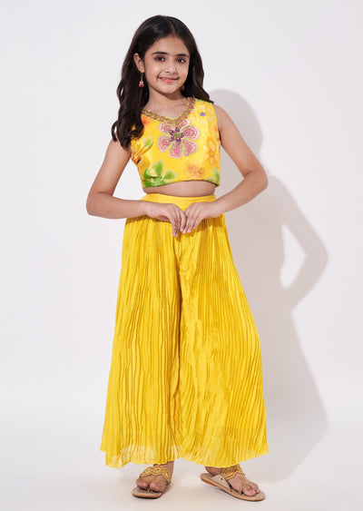 Yellow Crepe Gharara Set