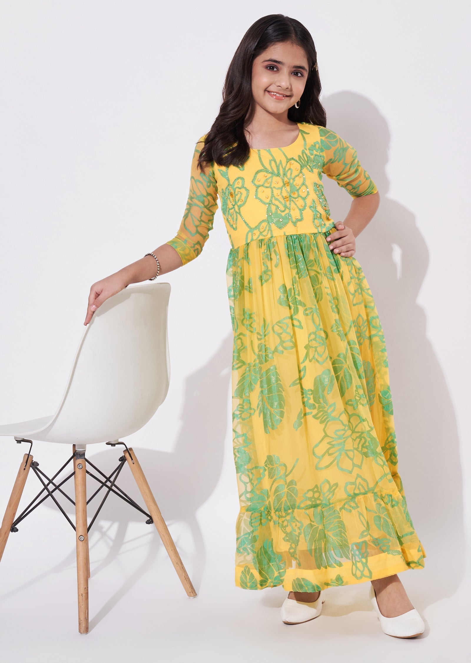 Yellow Brasso Ethnic Gown