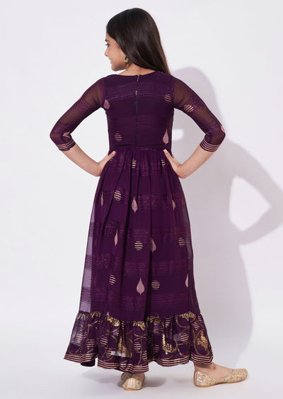 Wine Brasso Ethnic Gown