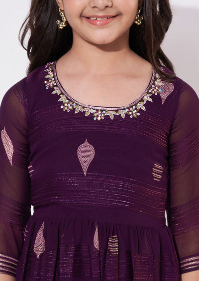 Wine Brasso Ethnic Gown