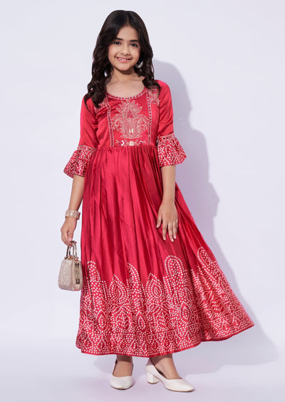 Pink Satin Girls Gown