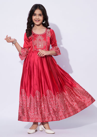 Pink Satin Girls Gown