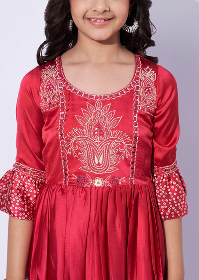 Pink Satin Girls Gown