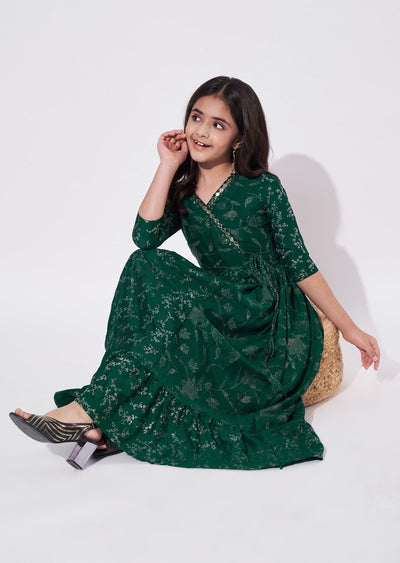 Green Georgette Ethnic Gown
