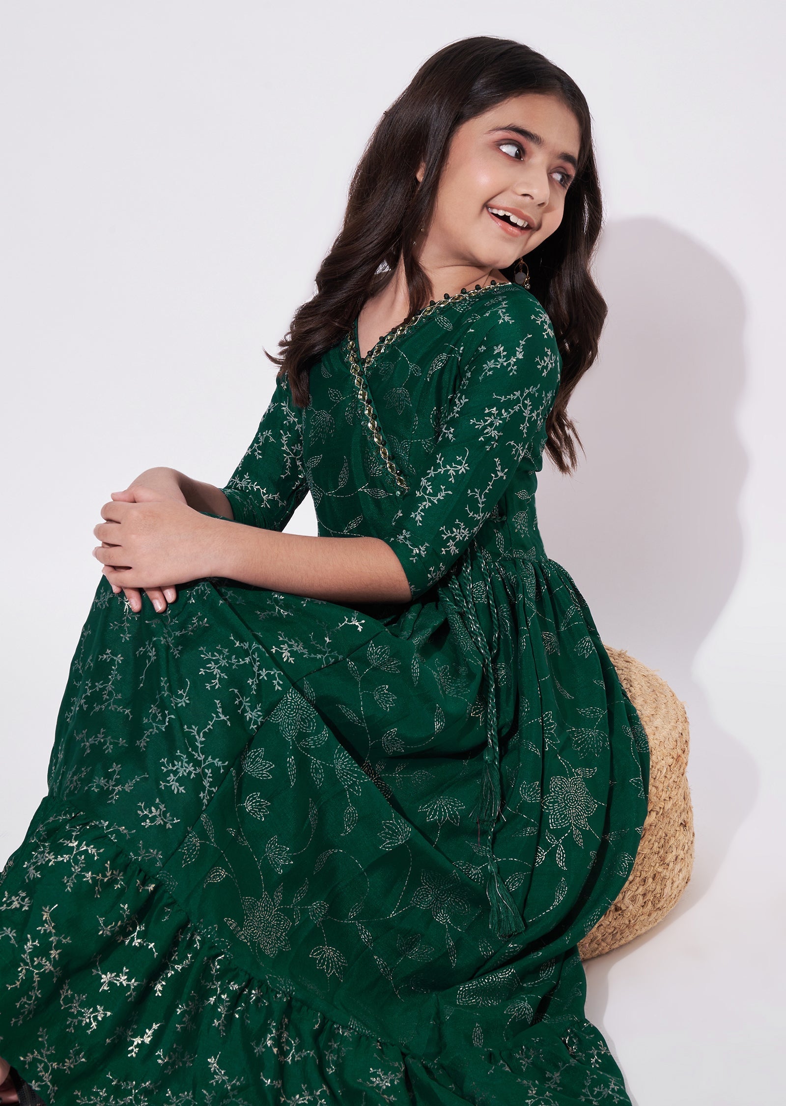 Green Georgette Ethnic Gown