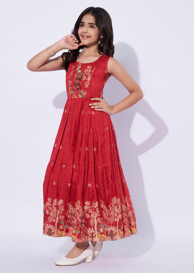 Red Silk Girls Gown