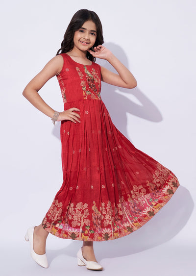 Red Silk Girls Gown
