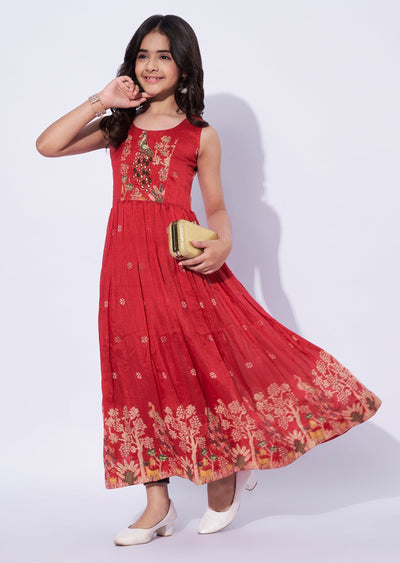 Red Silk Girls Gown