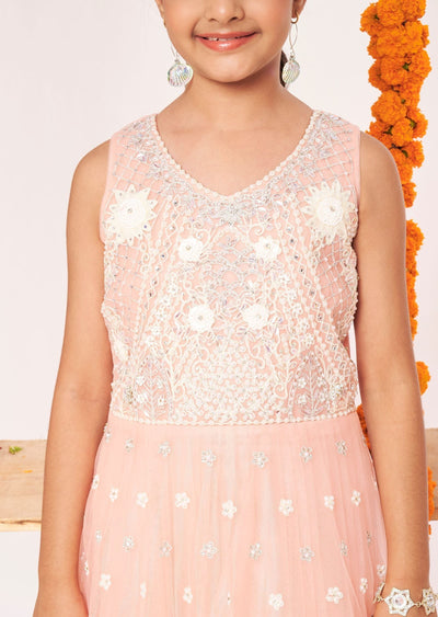 Orange Net Ethnic Gown