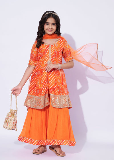 Orange Chinnon Girls Sharara