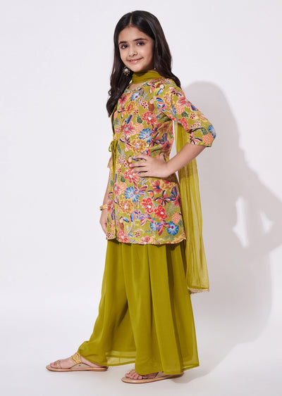 Mehendi Green Crepe Gharara Set