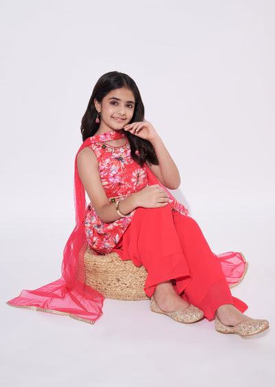 Coral Chinnon Gharara Set